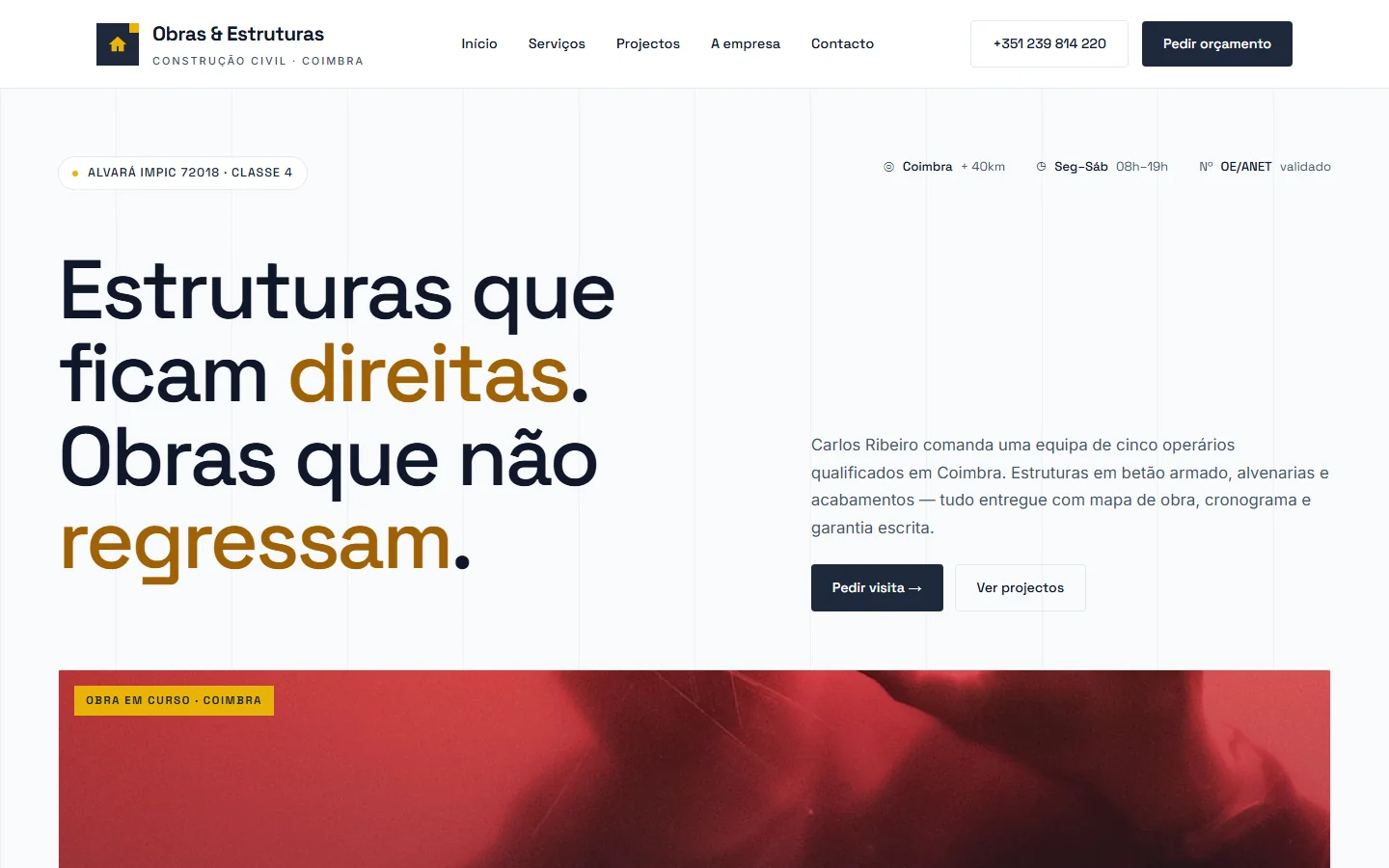 Site profissional para pedreiro com formulário de orçamento e SEO local — Alizée Web