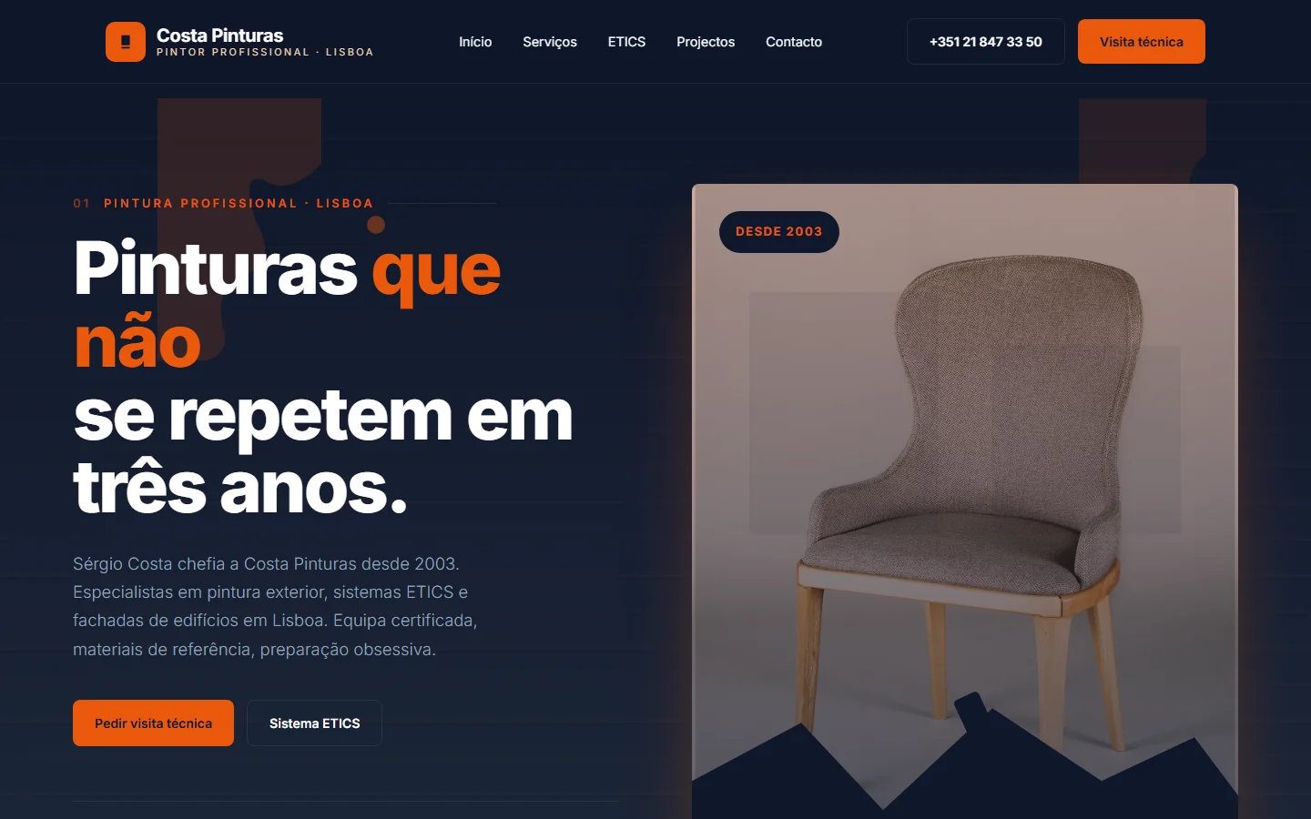 Site profissional para pintor com portfólio de obras — realização Alizée Web Portugal