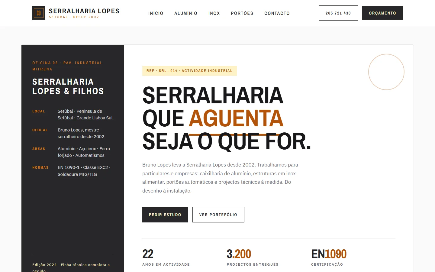 Site web para serralheiro — exemplo 2 · Alizée Web